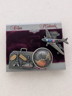lot (3) Vintage Dina Michaels World Traveler Tac Lapel Pins